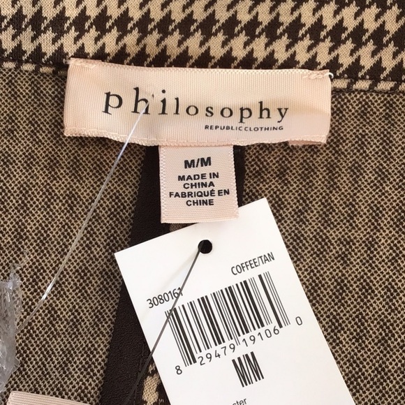 Philosophy brown houndstooth dbl breasted long blazer. M NWT belt not included - Picture 5 of 9